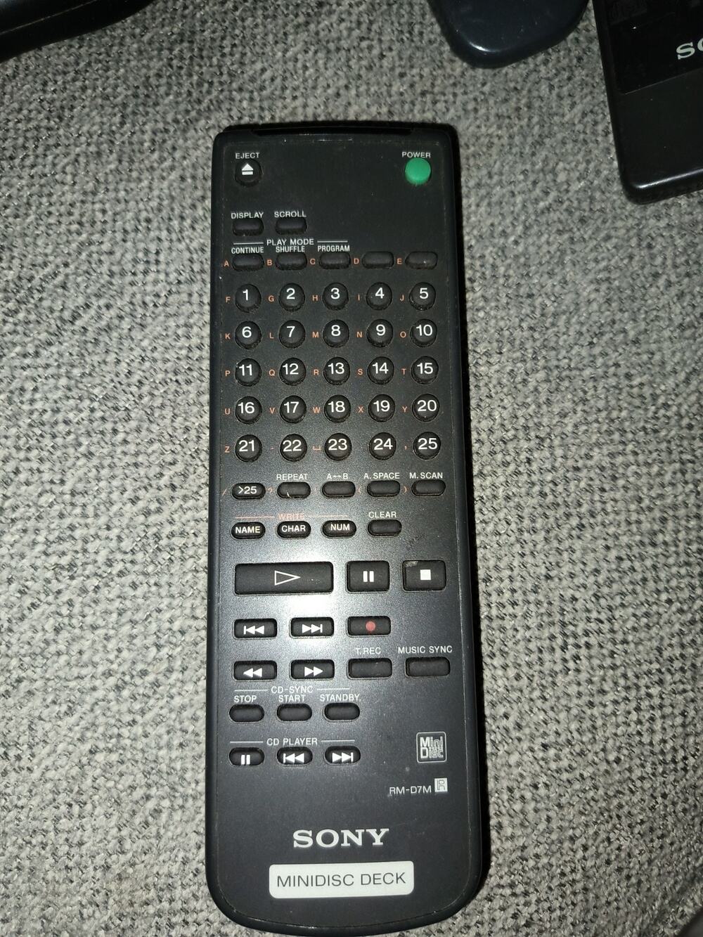 SONY RM-D7M Minidisc Deck Genuine Remote Control Tested Working OEM